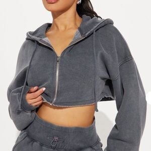fashion nova gray cropped hoodie